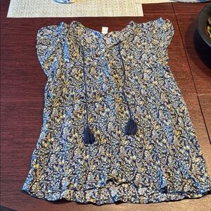 Floral Print Blouse with Tassels